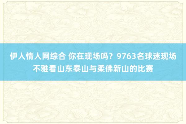 伊人情人网综合 你在现场吗？9763名球迷现场不雅看山东泰山与柔佛新山的比赛